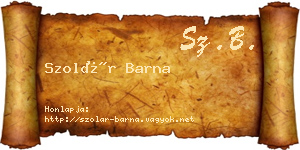 Szolár Barna névjegykártya