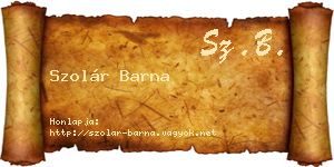 Szolár Barna névjegykártya